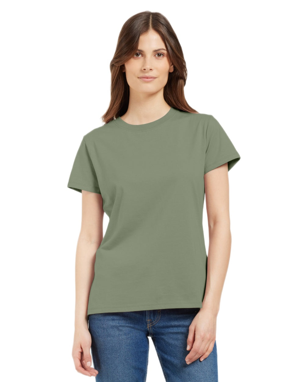 Light Moss coloured Didriksons Womens Ingaro T-Shirt on white background 