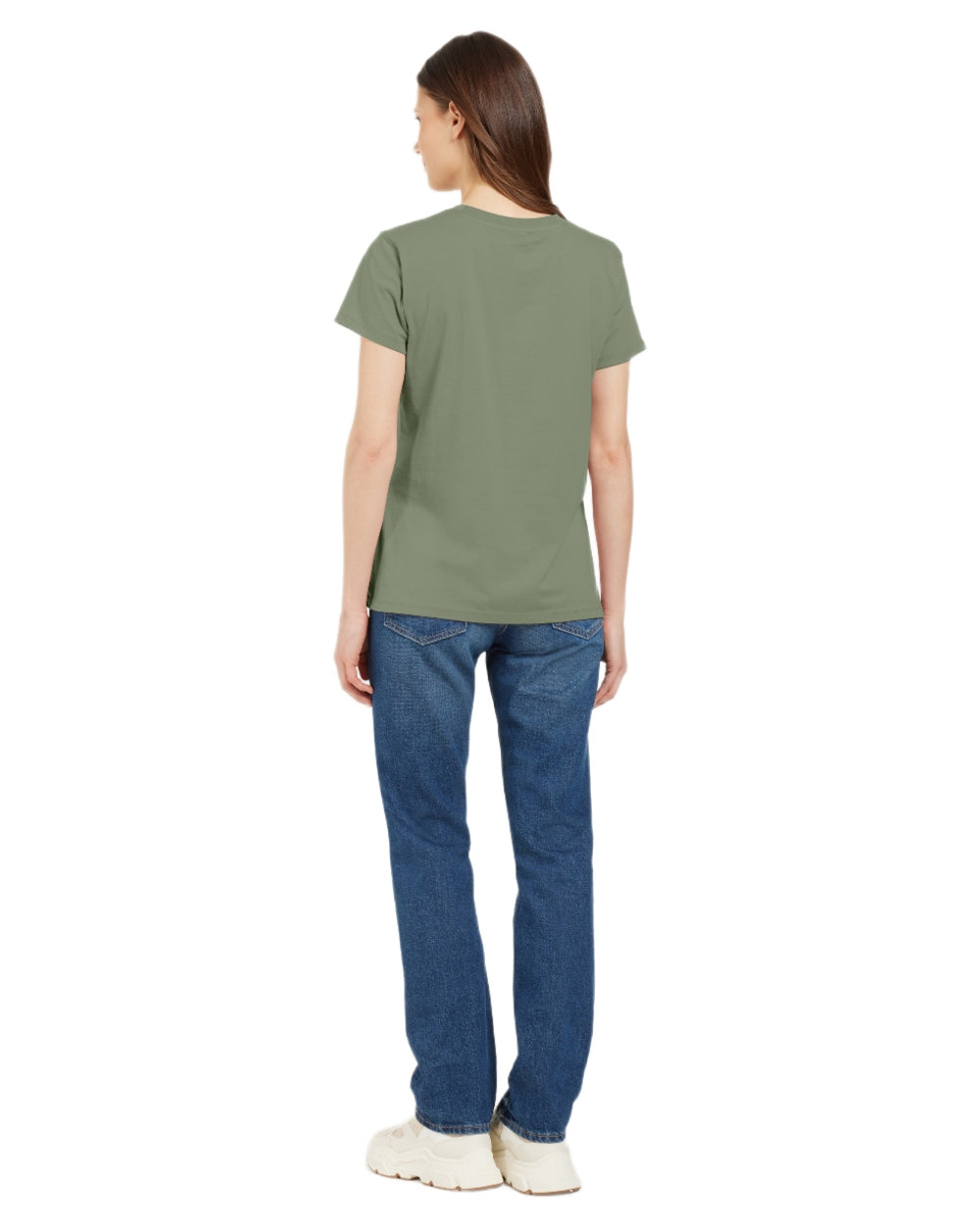 Light Moss coloured Didriksons Womens Ingaro T-Shirt on white background 