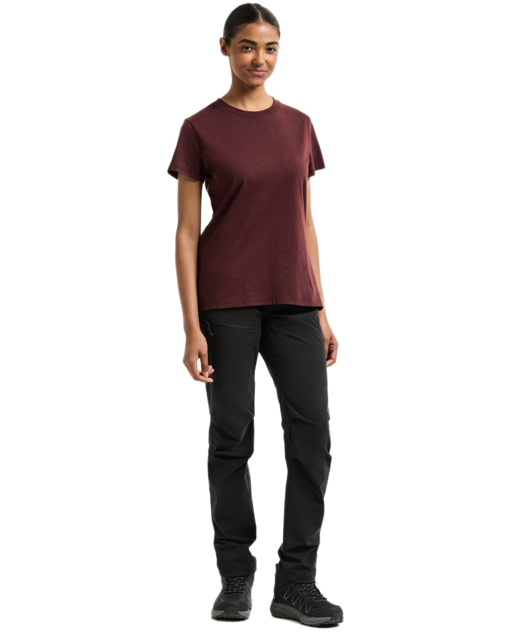 Old Rust coloured Didriksons Womens Ingaro T-Shirt on white background 