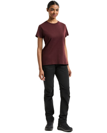 Old Rust coloured Didriksons Womens Ingaro T-Shirt on white background 