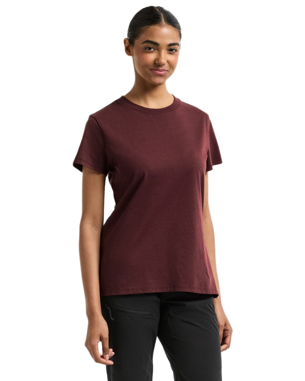 Old Rust coloured Didriksons Womens Ingaro T-Shirt on white background 
