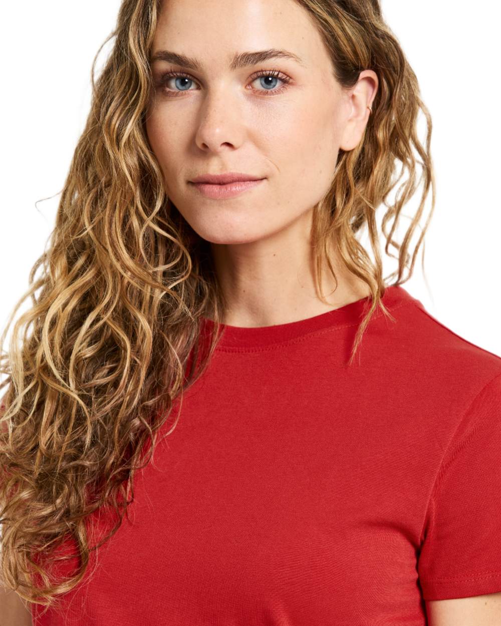 Pomme Red coloured Didriksons Womens Ingaro T-Shirt on white background 