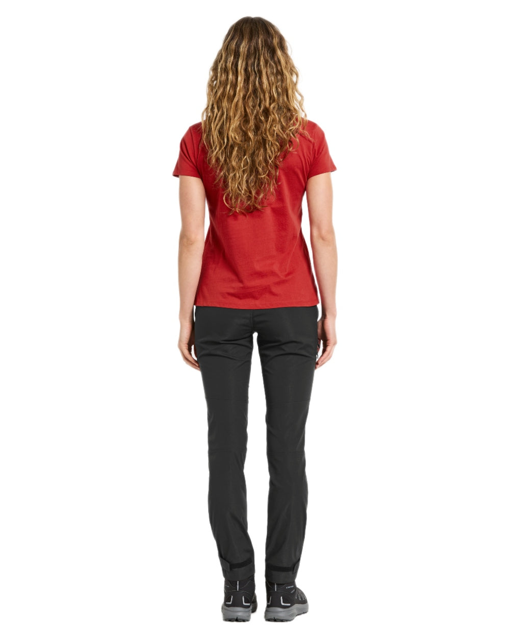 Pomme Red coloured Didriksons Womens Ingaro T-Shirt on white background 