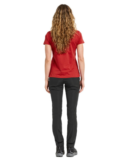 Pomme Red coloured Didriksons Womens Ingaro T-Shirt on white background 