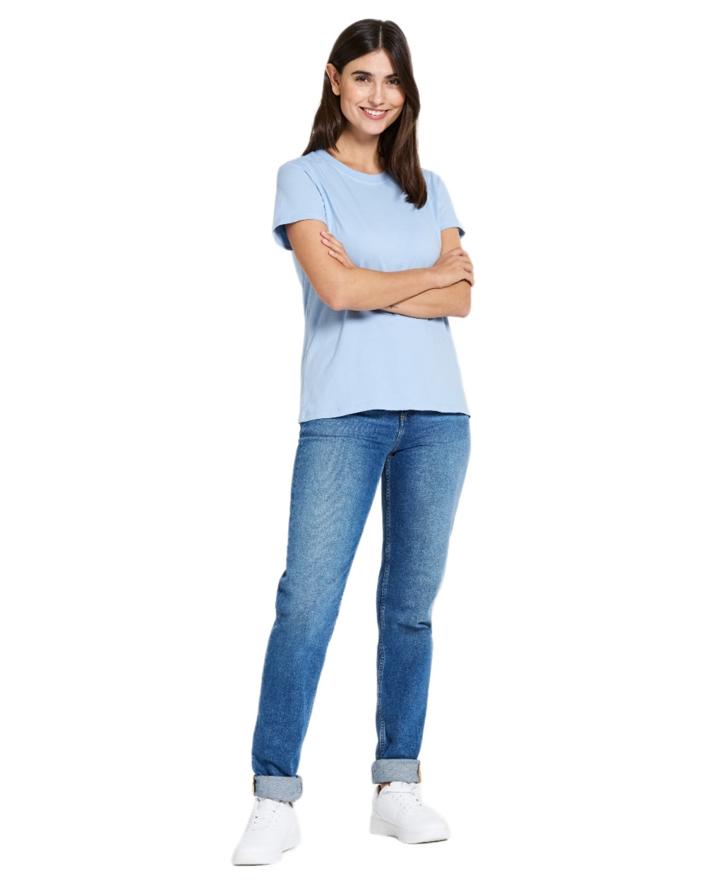 Sea Blue coloured Didriksons Womens Ingaro T-Shirt on white background 