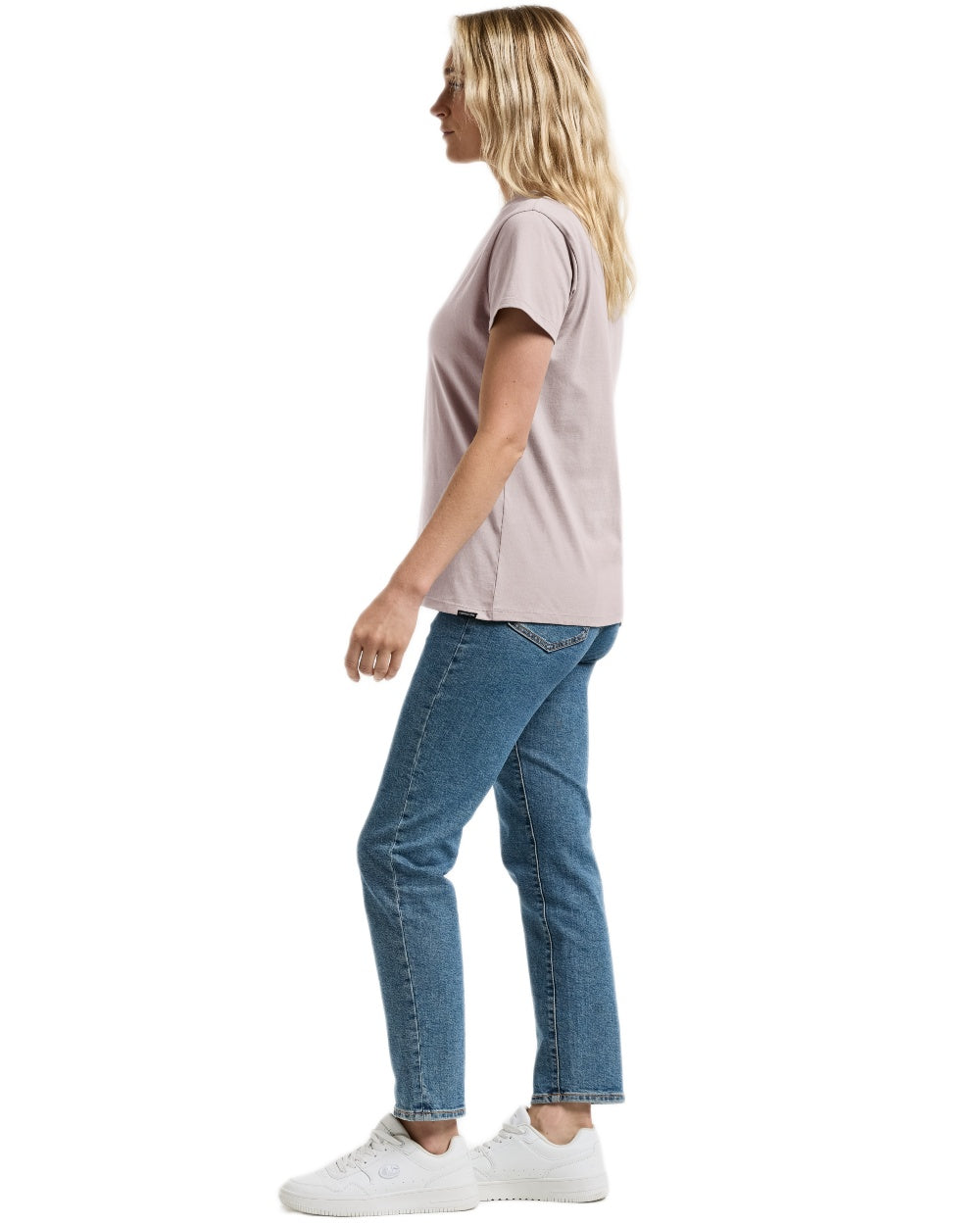 Sunrise Mist coloured Didriksons Womens Ingaro T-Shirt on white background 