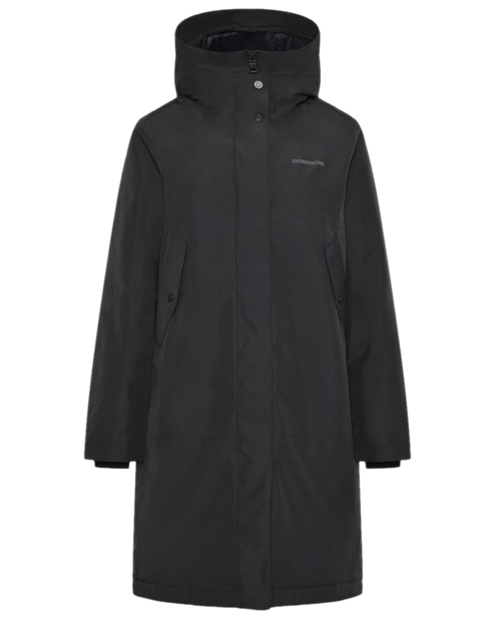 Black Coloured Didriksons Womens Iris Parka on white background 