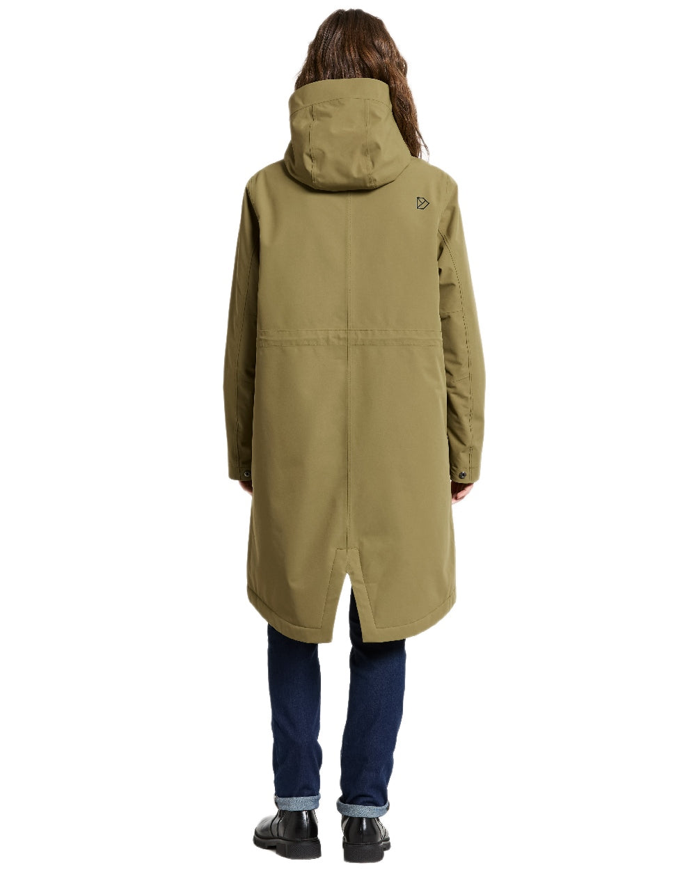 Olive Green Coloured Didriksons Womens Iris Parka on white background 