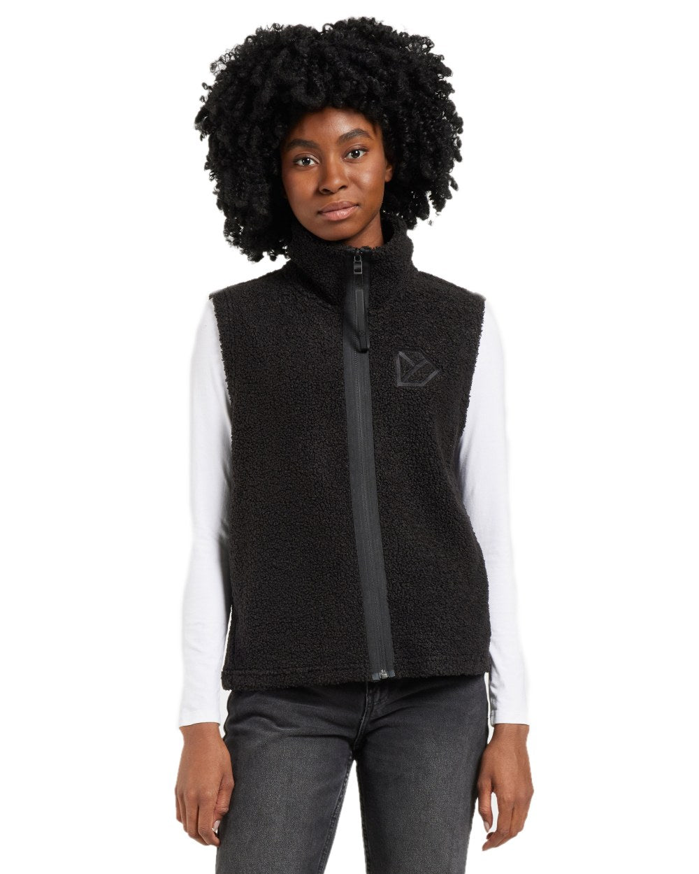 Black coloured Didriksons Womens Kiana Vest on white background 