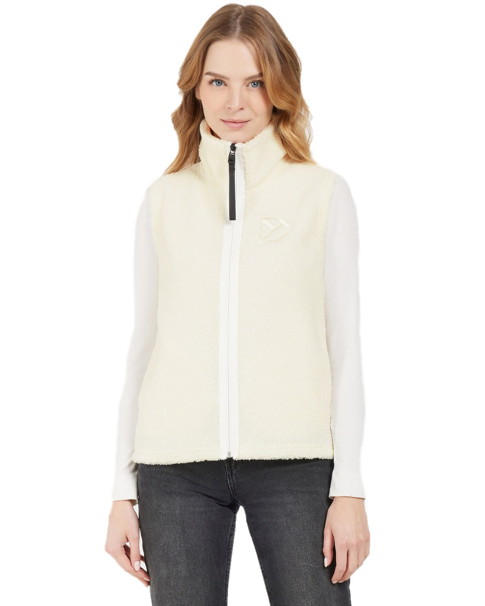 White Foam coloured Didriksons Womens Kiana Vest on white background 
