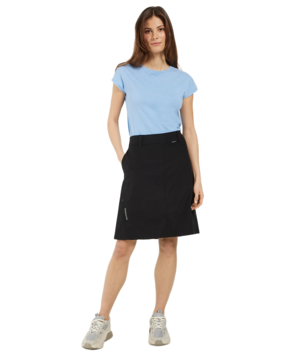 Black coloured Didriksons Womens Liv Skirt on white background 