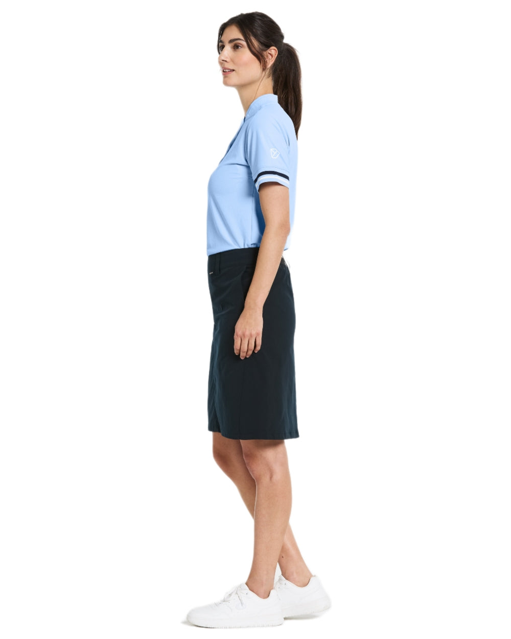 Dark Night Blue coloured Didriksons Womens Liv Skirt on white background 