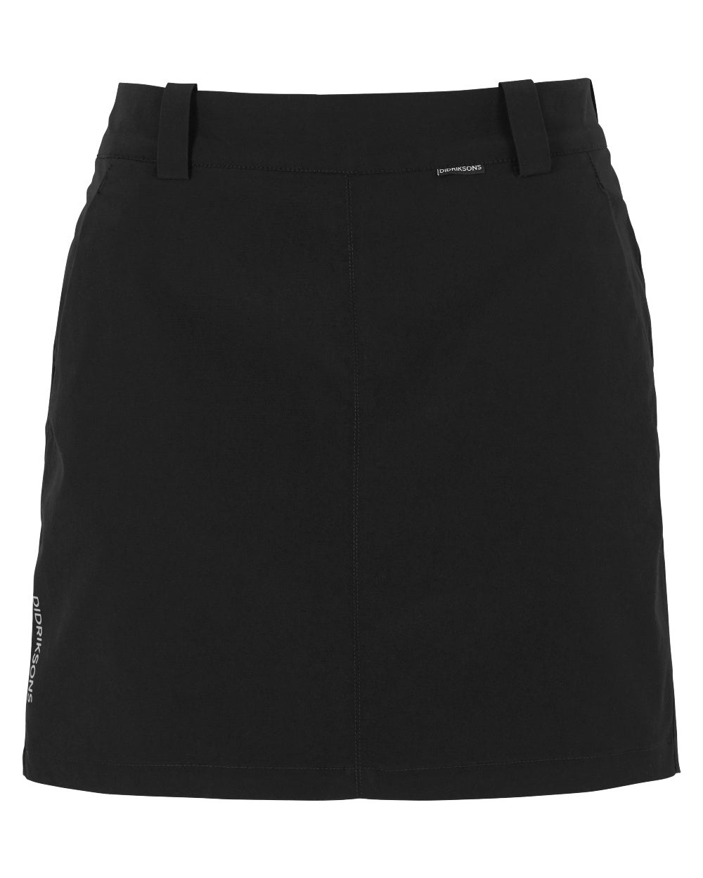 Black coloured Didriksons Womens Liva Skirt on white background 