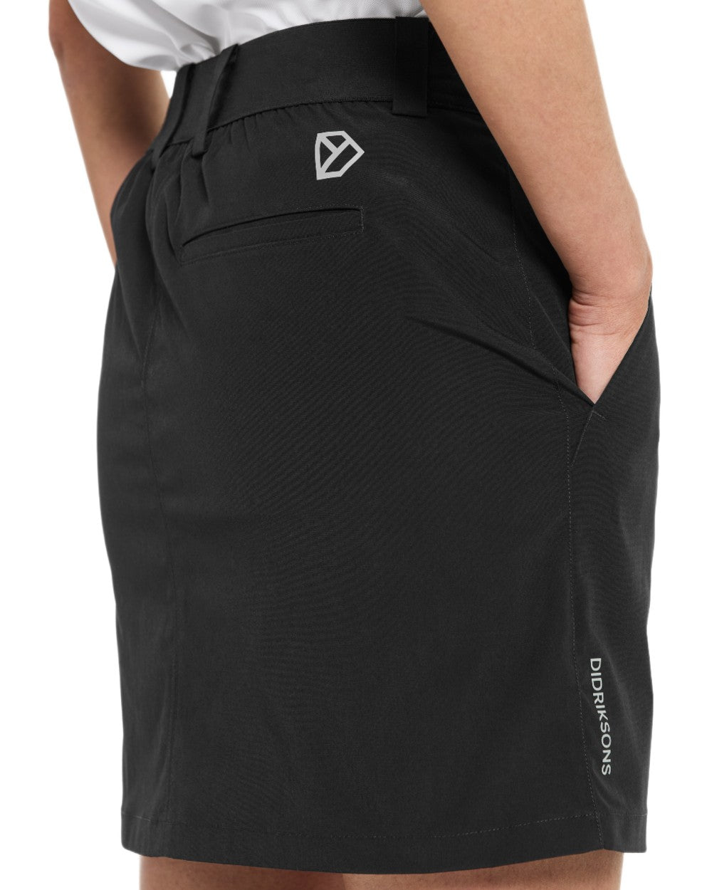 Black coloured Didriksons Womens Liva Skirt on white background 