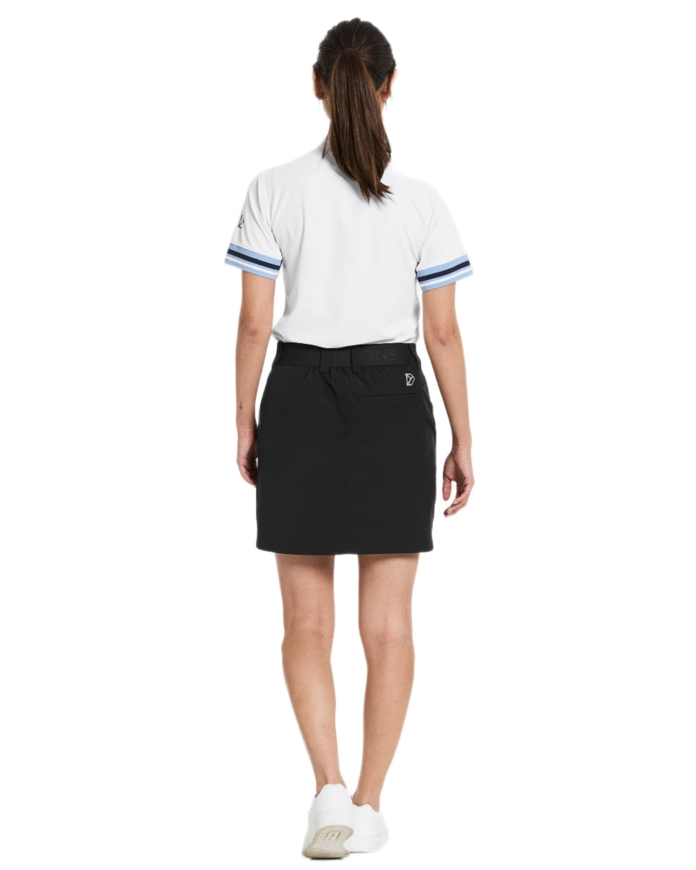 Black coloured Didriksons Womens Liva Skirt on white background 