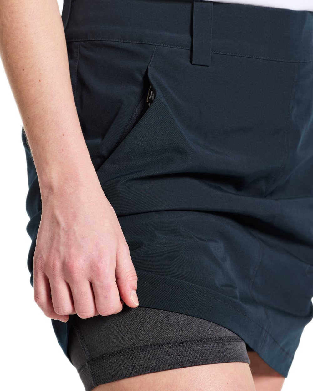 Dark Night Blue coloured Didriksons Womens Liva Skirt on white background 