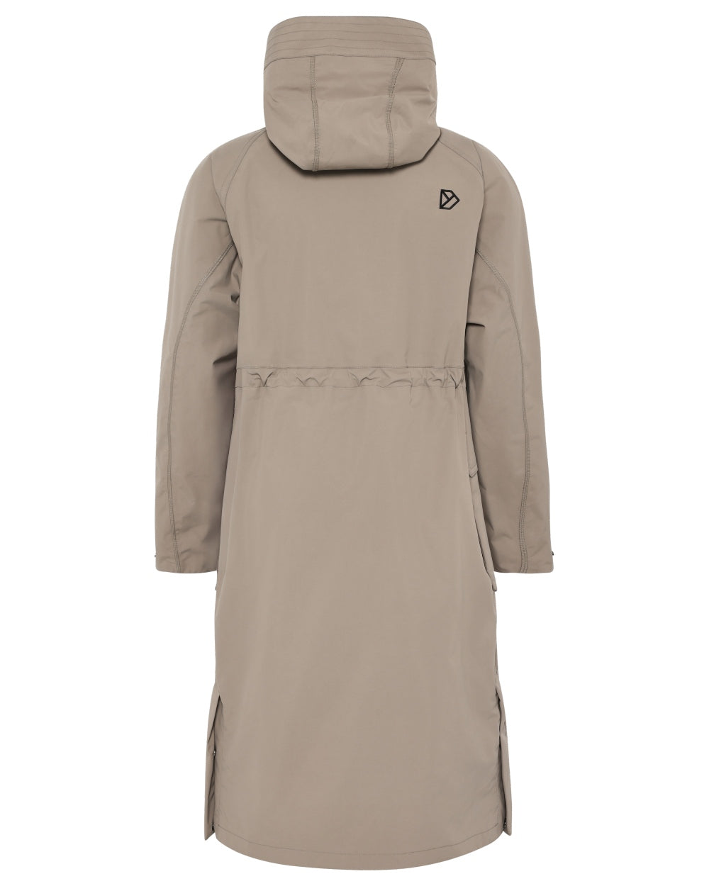 Ash Brown coloured Didriksons Womens Louise Long Parka on white background 