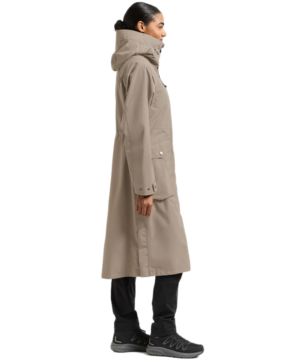 Ash Brown coloured Didriksons Womens Louise Long Parka on white background 
