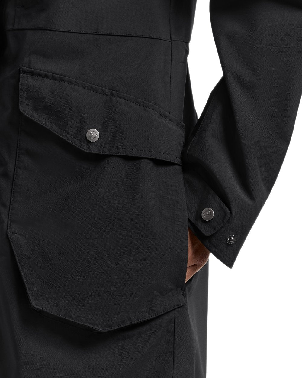 Black coloured Didriksons Womens Louise Long Parka on white background 