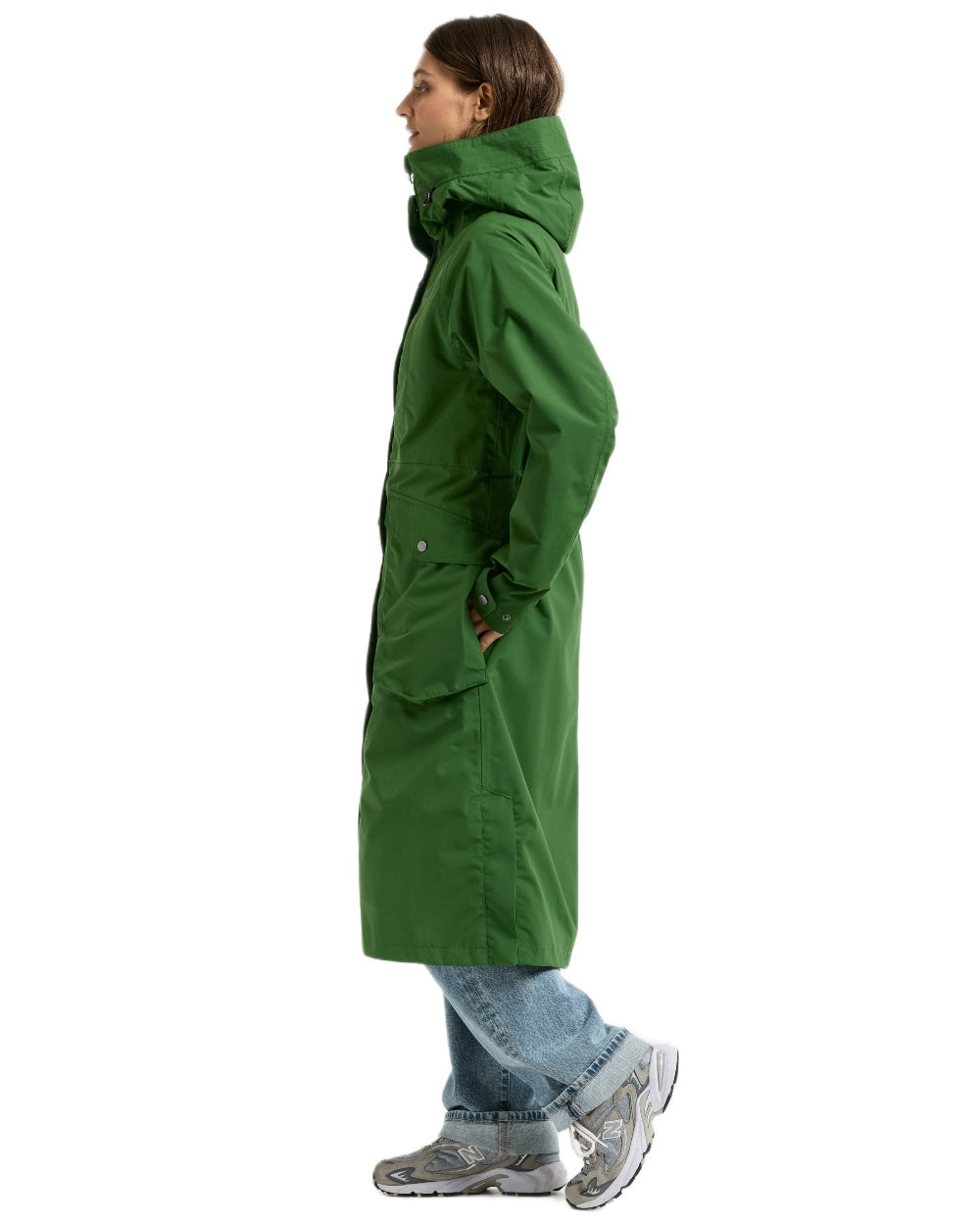 Velvet Green coloured Didriksons Womens Louise Long Parka on white background 