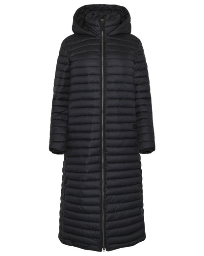Black coloured Didriksons Womens Lykke Long Parka on white background 