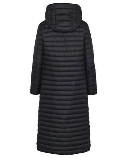 Black coloured Didriksons Womens Lykke Long Parka on white background 
