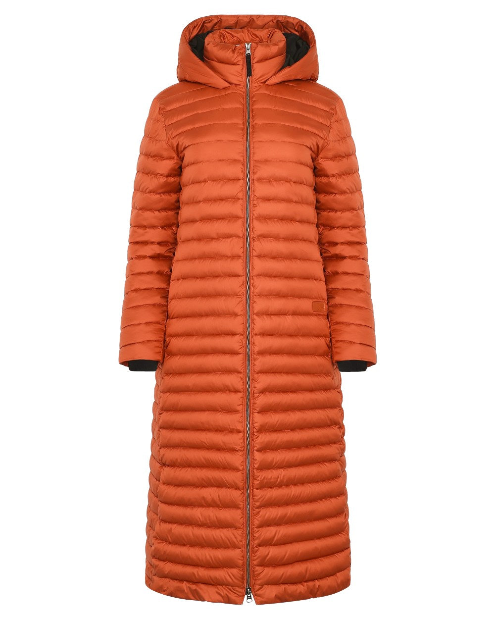 Rust coloured Didriksons Womens Lykke Long Parka on white background 