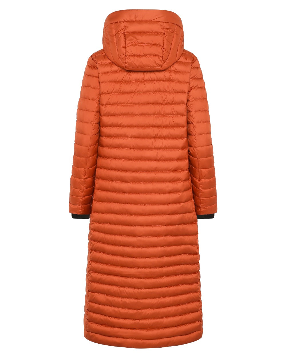 Rust coloured Didriksons Womens Lykke Long Parka on white background 