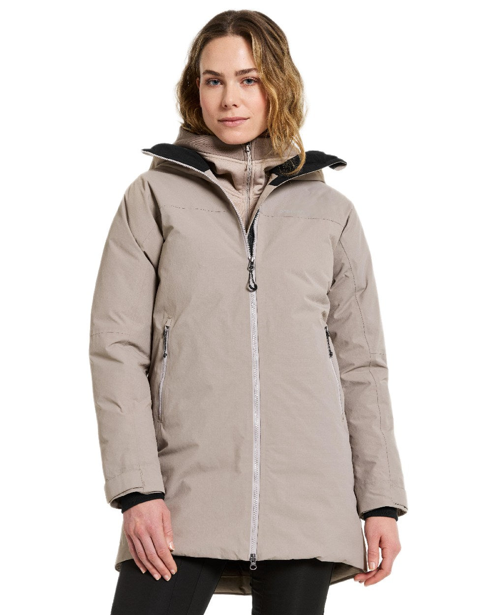 Ash Brown Coloured Didriksons Womens Marget Parka on white background 