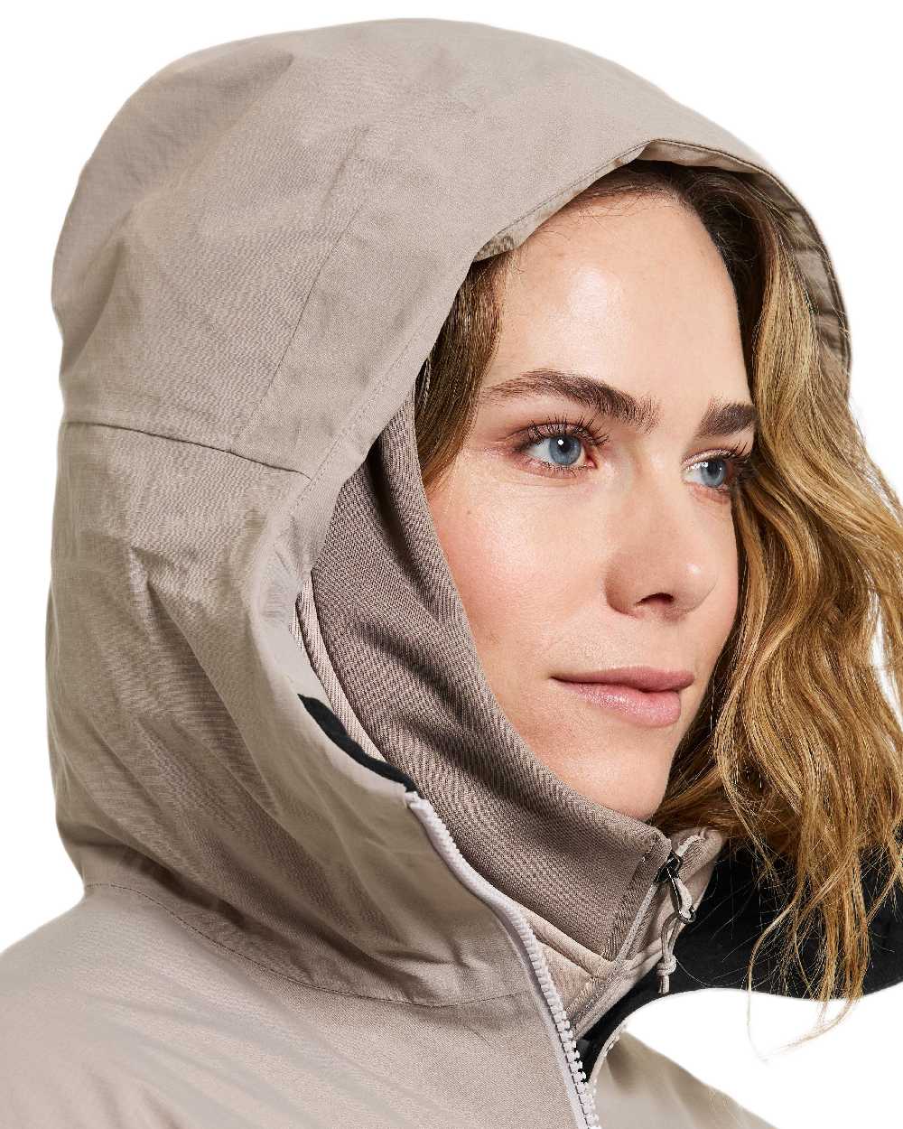 Ash Brown Coloured Didriksons Womens Marget Parka on white background 