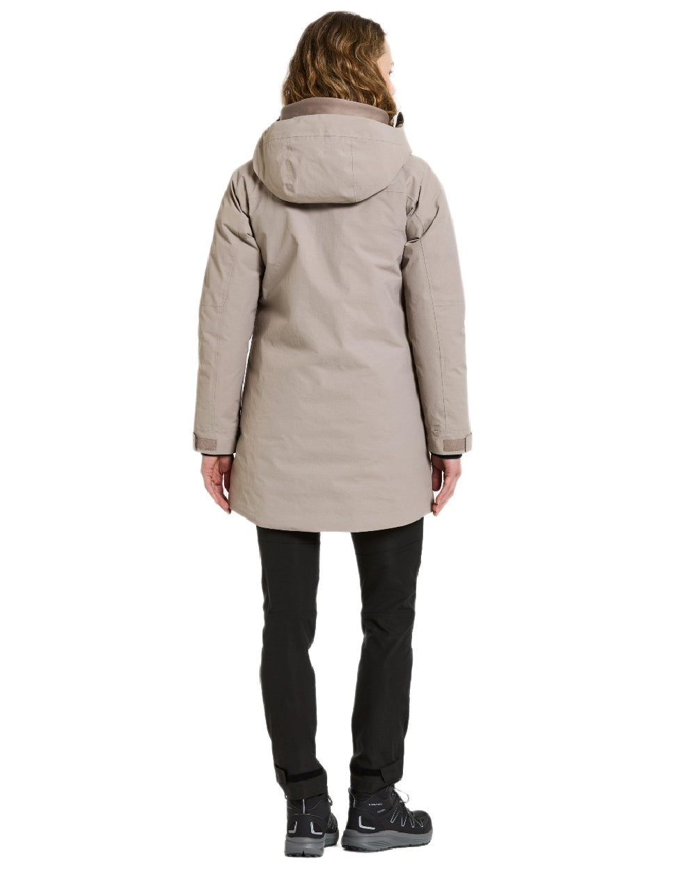 Ash Brown Coloured Didriksons Womens Marget Parka on white background 
