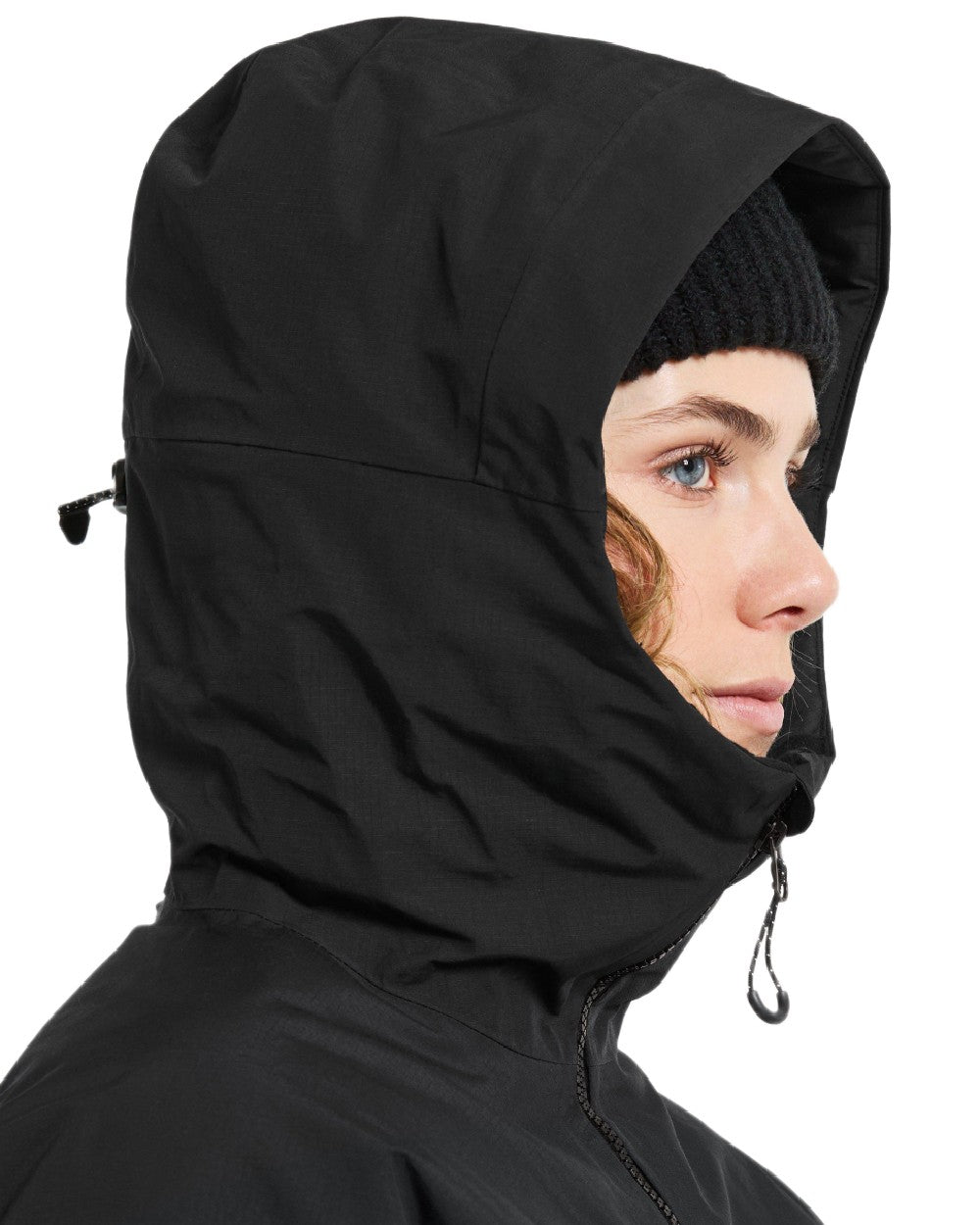 Black Coloured Didriksons Womens Marget Parka on white background 