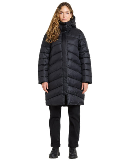 Black Coloured Didriksons Womens Marion Parka on white background 