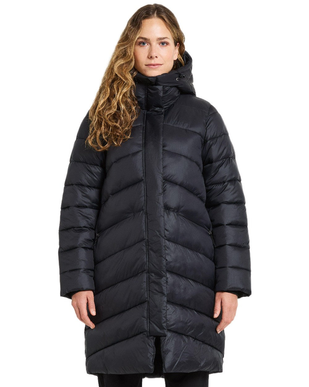 Black Coloured Didriksons Womens Marion Parka on white background 