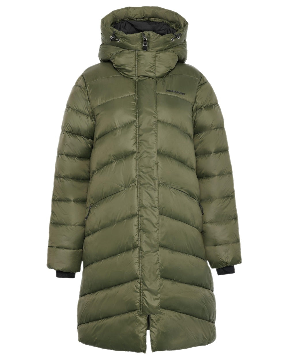 Deep Green Coloured Didriksons Womens Marion Parka on white background 