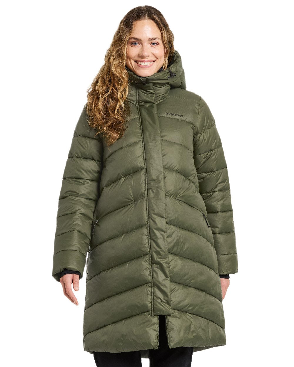 Deep Green Coloured Didriksons Womens Marion Parka on white background 