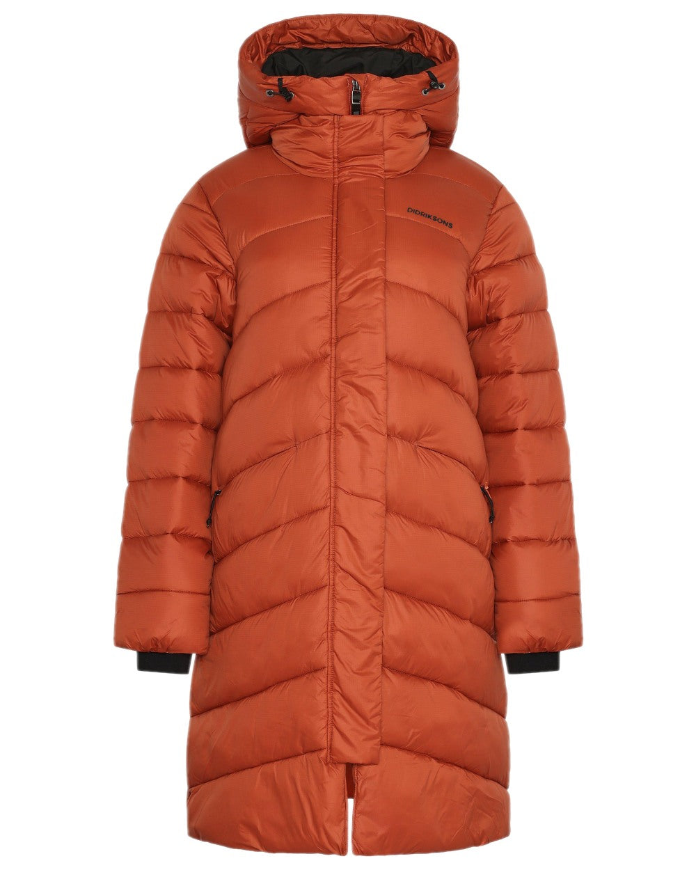 Rust Coloured Didriksons Womens Marion Parka on white background 