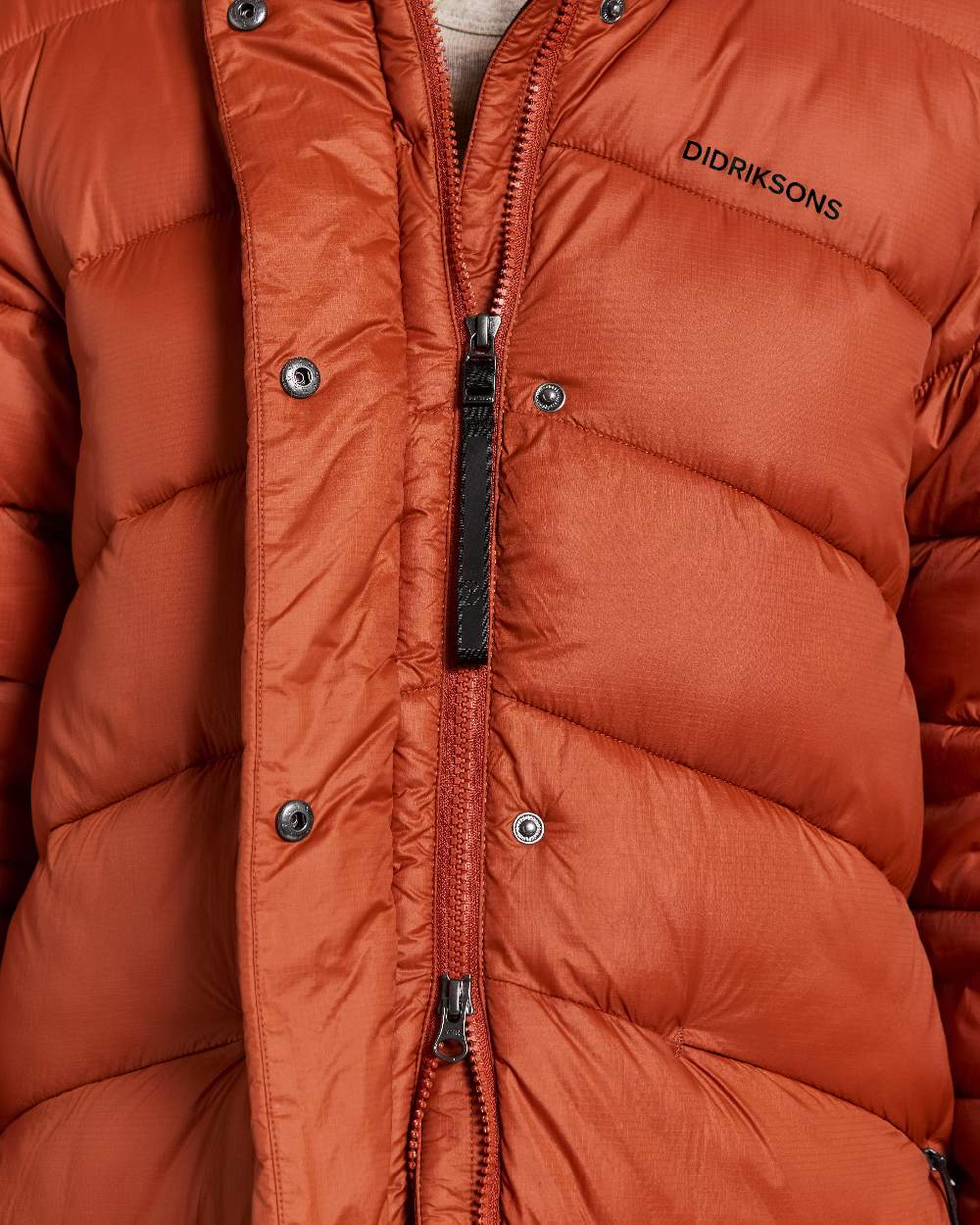 Rust Coloured Didriksons Womens Marion Parka on white background 