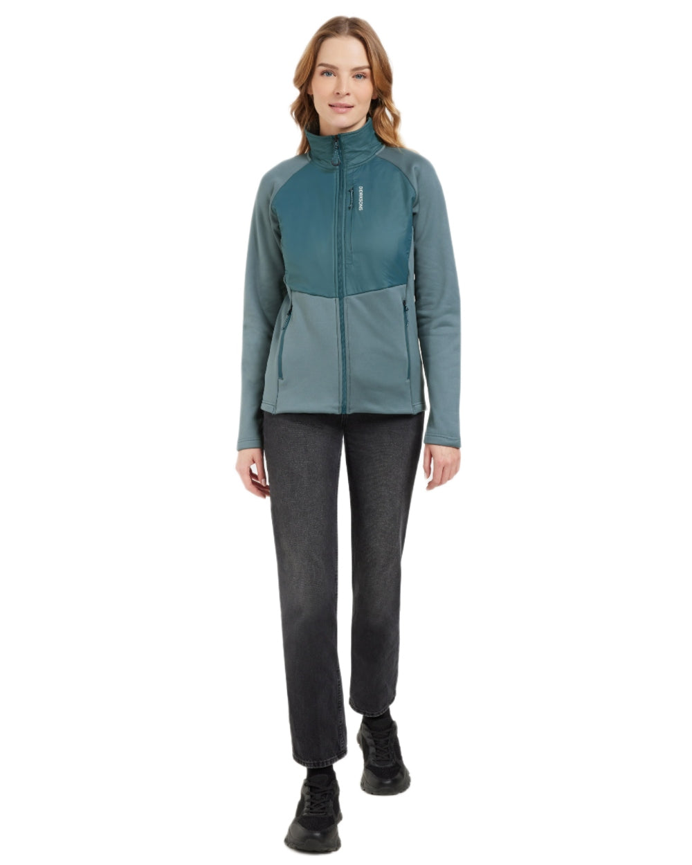 Factory Blue coloured Didriksons Womens Mija Full Zip Jacket on white background 
