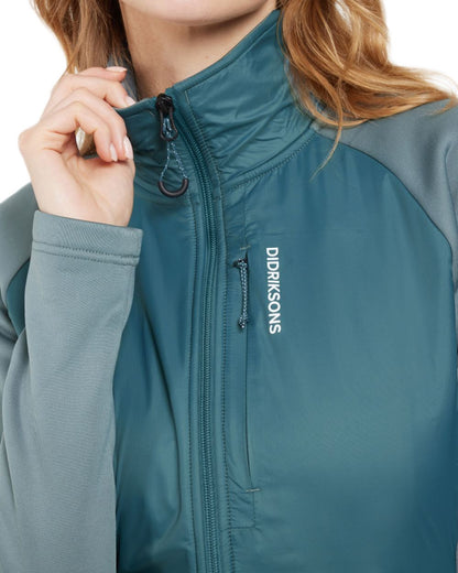 Factory Blue coloured Didriksons Womens Mija Full Zip Jacket on white background 