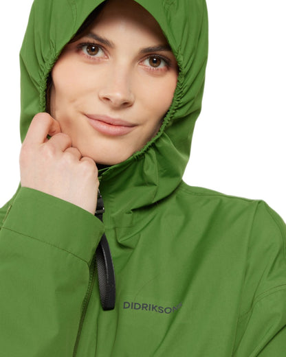 Velvet Green coloured Didriksons Womens Milena Jacket on white background 