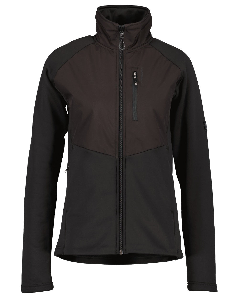 Black coloured Didriksons Womens Mistral Full Zip Sweater on white background 