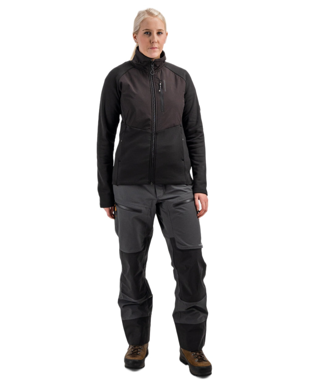 Black coloured Didriksons Womens Mistral Full Zip Sweater on white background 