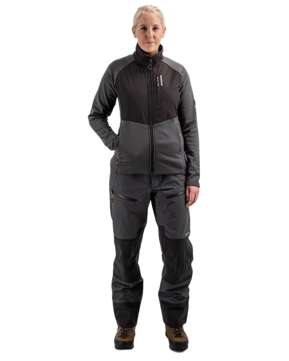 Coal Black coloured Didriksons Womens Mistral Full Zip Sweater on white background 