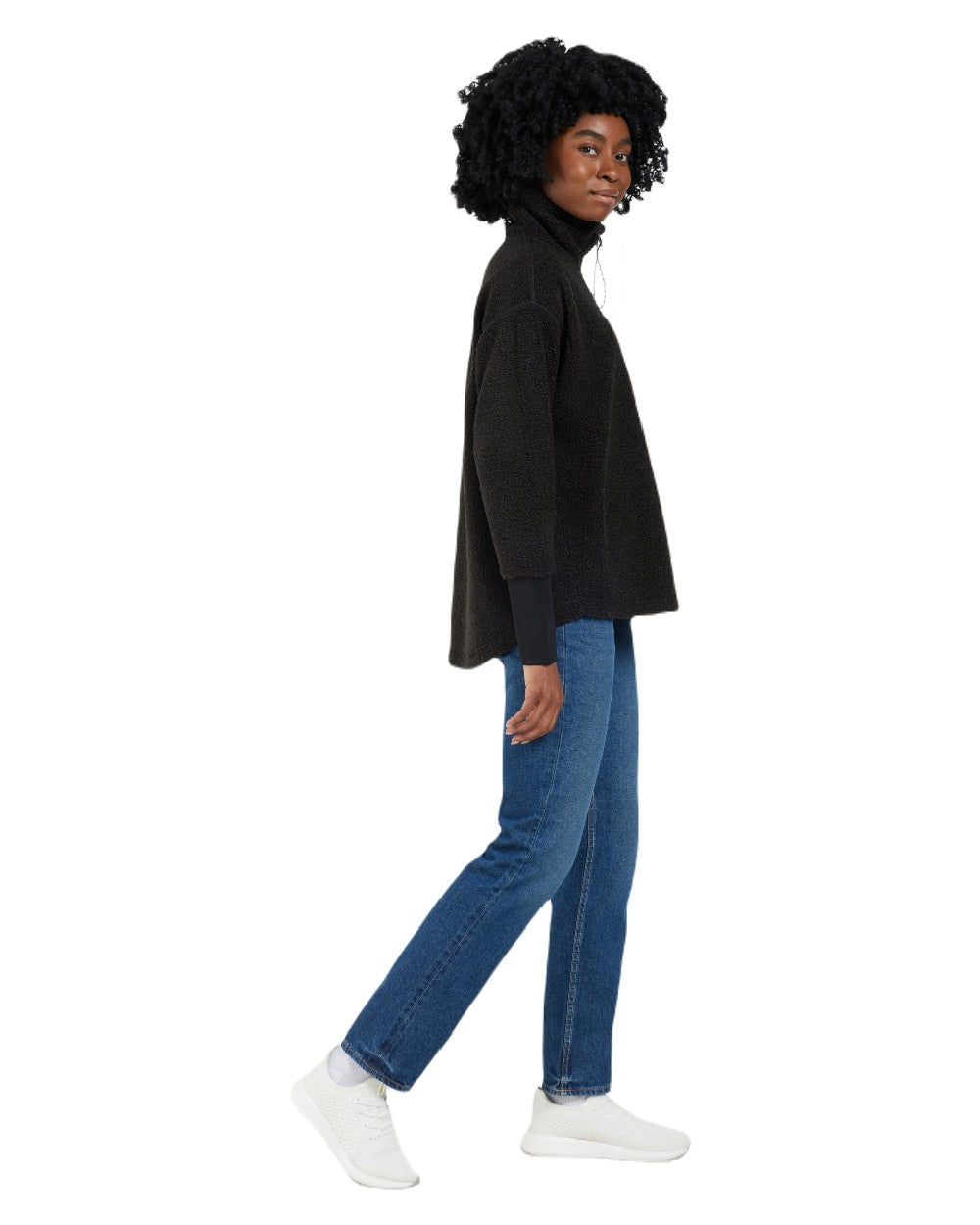 Black coloured Didriksons Womens Monia Half Zip Sweater on white background 