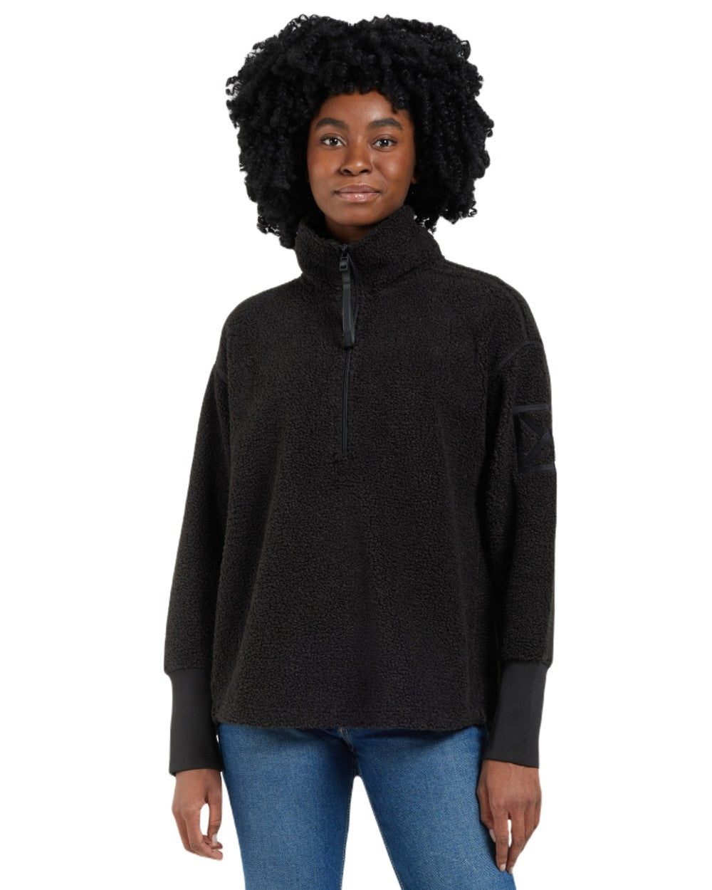Black coloured Didriksons Womens Monia Half Zip Sweater on white background 