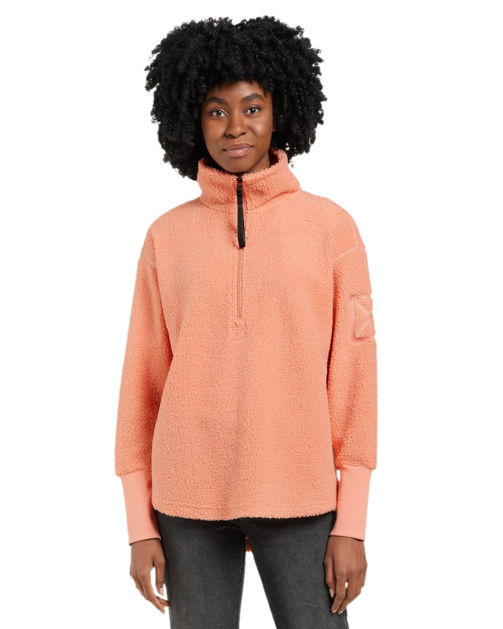 Clay Pink coloured Didriksons Womens Monia Half Zip Sweater on white background 