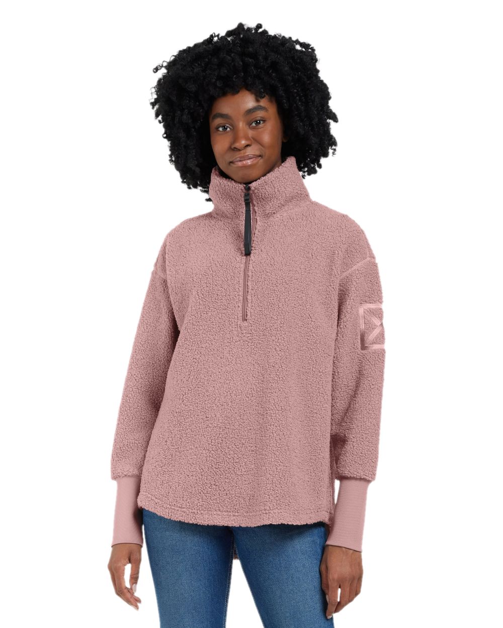 Faded Wine coloured Didriksons Womens Monia Half Zip Sweater on white background 