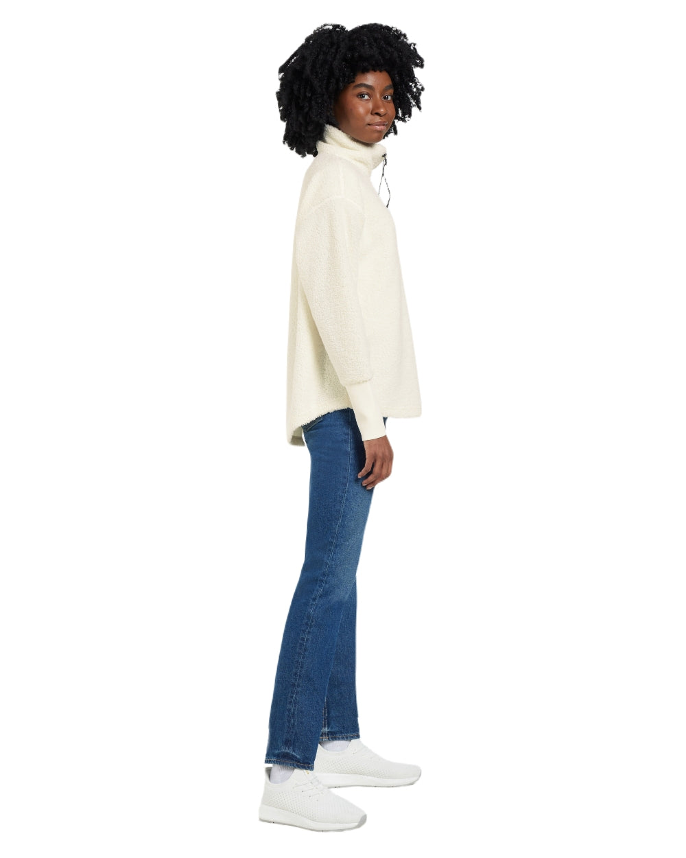 White Foam coloured Didriksons Womens Monia Half Zip Sweater on white background 