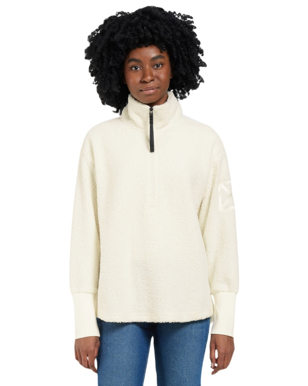 White Foam coloured Didriksons Womens Monia Half Zip Sweater on white background 